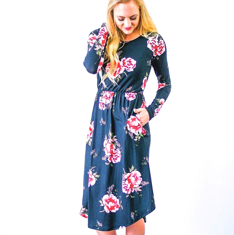 3 for $30 REB & J. 220 - Black Floral Dress.